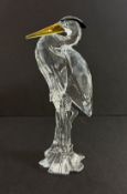 Swarovski Crystal Glass, Silver Heron, boxed.