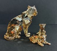 Swarovski Crystal Glass, 2019 Annual Edition - Sofia Amur Leopard and 2019 Amur Leopard Cubs, all