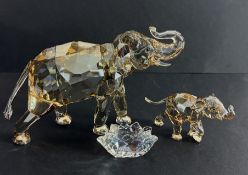 Swarovski Crystal Glass, 2013 Annual Edition - Cinta The Elephant and Companion Young Elephant,