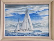 Stuart Armfield (1916-2000), watercolour, ‘Sailing off South Devon Coast', framed and glazed,