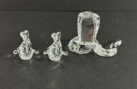 Swarovski Crystal Glass, Carp baby x2 and Cobra Snake, boxed.