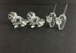 Swarovski Crystal Glass, St.Bernard Puppy x2 and Cat Tom x2, all boxed.