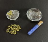 Swarovski Crystal Glass, 2004 Anna Jewel Box with Yellow hearts and 2005 Tropical jewellery box with