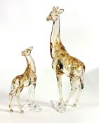 Swarovski Crystal Glass, 2018 Annual Edition - Mudiwa Giraffe and 2018 Companion Baby Giraffe, all
