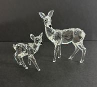 Swarovski Crystal Glass, Doe & Fawn, boxed.