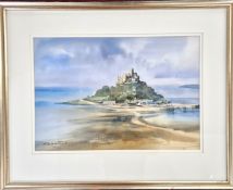 Ivan Taylor (1946-), watercolour, 'St Michaels Mount', signed lower left, framed and glazed, overall
