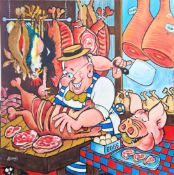 Peter Maddocks (British Cartoonist, 1928-2024), acrylic on canvas, 'Reggie the Veggie'