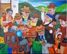 Peter Maddocks (British Cartoonist, 1928-2024), acrylic on canvas, 'Bar Rosa'