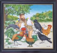 Beryl Cook O.B.E. (British, 1926-2008), oil on board, St Francis and the Birds