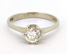 A diamond solitaire ring, claw set with a transitional/older brilliant-cut diamond, diamond