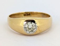A diamond ring, bezel set with an old-cut diamond, diamond approx. 0.40 carat, bi-colour metal,