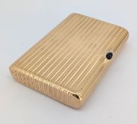 A Russian early 20th century 14ct gold and sapphire cabochon cigarette case, marked AH, for