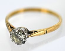A 14ct gold diamond solitaire ring, claw & illusion set with a brilliant-cut diamond, diamond