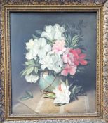 John Fitz Marshall (1859-1932), oil on canvas, still life of flowers in vase, signed lower right
