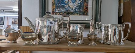 A collection of silver-plated wares, to include entrée dishes, cased dessert set, flat ware