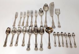 A group of mid-Victorian silver flatware London circa 1851, 24 pieces, total weight approx. 60 oz.