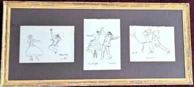 Dame Laura Knight DBE, RA, RWS, (British 1877-1970) three charcoal drawings 'Carnival' two signed