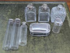 A collection of various silver and glass scent bottles etc (8).