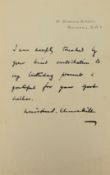 A thank you letter from Winston Churchhill, written on number 10 Downing Street headed paper.