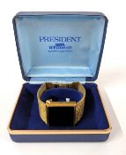 An original President Digital Time Computer Quartz Module by Hugh Aircraft Co. LED watch with box