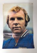 An autographed poster of footballer Bobby Moore, c.1960s.