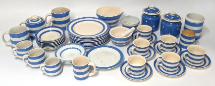 A collection of blue and white T. G. Green Cornish Kitchenware and T. G. Green Ltd Cloverleaf
