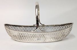 A modern silver and pierced basket by James Dixon and Son, length 22cm, weight approx. 7.35 oz.
