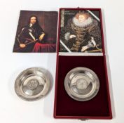 The Armorial Bearings of Queen Elizabeth I collector silver plate, in box with booklet by G. W. O.