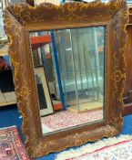 Antique mahogany and marquetry inlaid mirror, 86cm x 71cm.