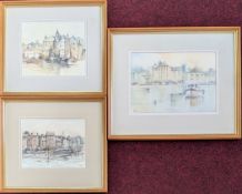 Michael Hill (Plymouth artist), watercolour of boats on the Barbican, signed bottom left, Barbican