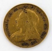Victorian gold half sovereign, 1896.
