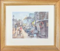 Michael Hill (Plymouth artist), watercolour, 'Along Quay Road The Barbican Plymouth', signed