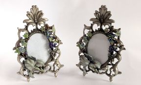 A pair of Kirks Folly frames with decorative foliage, height approx. 18.5cm. (2)
