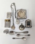 A collection of white metal, sterling silver, and hallmarked silver items
