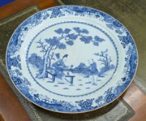 A large Chinese Export Porcelain blue and white charger, Qing Dynasty, late 18th/early 19th century.