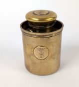 A Victorian glass and silver inkwell from a travelling dressing case, maker Wright & Davies