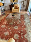 A large red and cream Pakistan Ziegler rug with floral pattern, size 363 x 277cm.