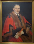 An oil painting of Sir Clifford Tozer, Mayor of Plymouth 1930-31, titled on reverse