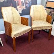 A set of four Art Deco-style walnut and upholstered dinning chairs. (4)