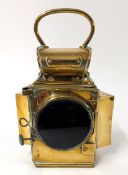 A J.&R. Oldfield Ltd Dependence brass carriage/car lamp, Rd No. 425005, one glass panel missing