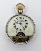 A silver pocket watch, Hebdomas Patent, 8 days, Swiss made, Spiral Breguet Levres Visible