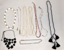 A collection of costume jewellery necklaces, in various styles, mainly beaded.