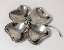 A sterling silver, 925, four leaf clover dish, diameter approx. 22cm.