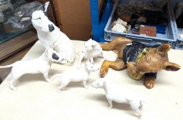 Five models of Bull Terriers together with a model of a Biker Bull dog.