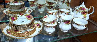 Royal Albert Old Country Roses, including cups and saucers, coffee pot, side plates etc.
