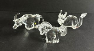 Swarovski Crystal Glass, Zodiac Horse, Zodiac Ox and Zodiac Dragon, all boxed.