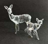 Swarovski Crystal Glass, Doe and Fawn, boxed.