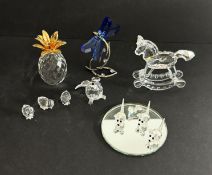 Swarovski Crystal Glass, a small collection including Rocking Horse, Filed Mouse (tail off), Field