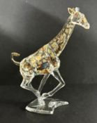 Swarovski Crystal Glass, Giraffe Running, boxed.