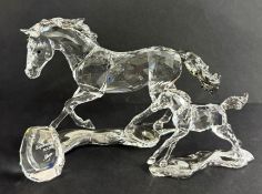 Swarovski Crystal Glass, 2014 Annual Edition - Esperanza Horse, companion Foal, with plaque, all